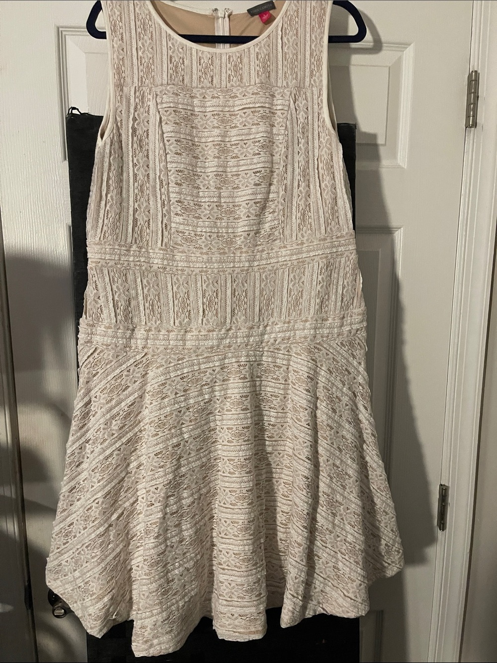 Vince Camuto Cream Lace Fit-and-Flare Dress